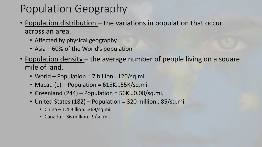 population geography population distribution