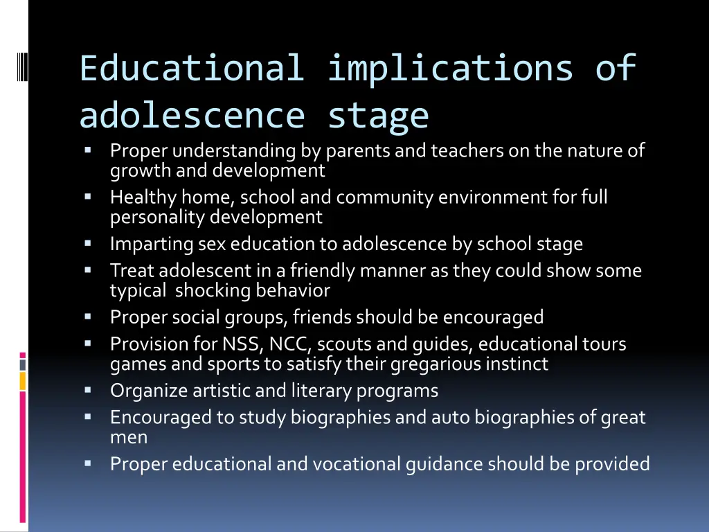 educational implications of adolescence stage