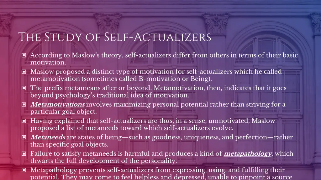 the study of self actualizers