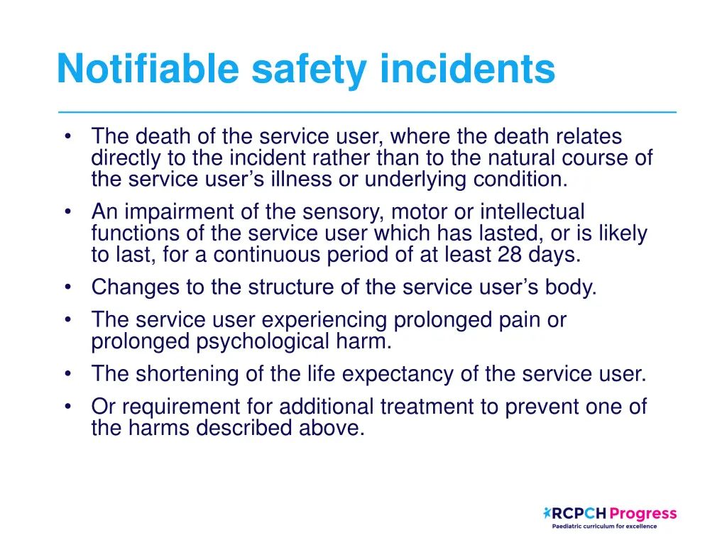 notifiable safety incidents