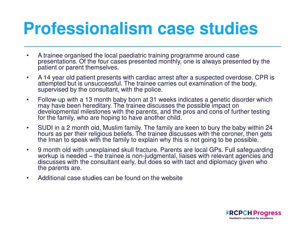 professionalism case studies