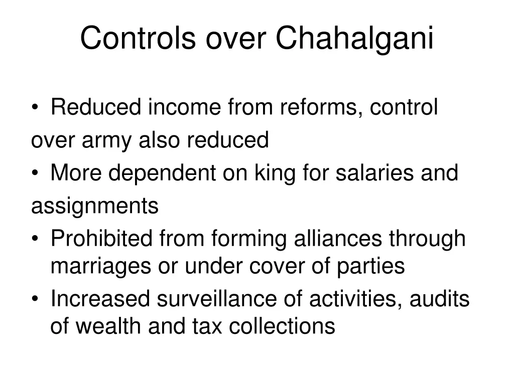 controls over chahalgani