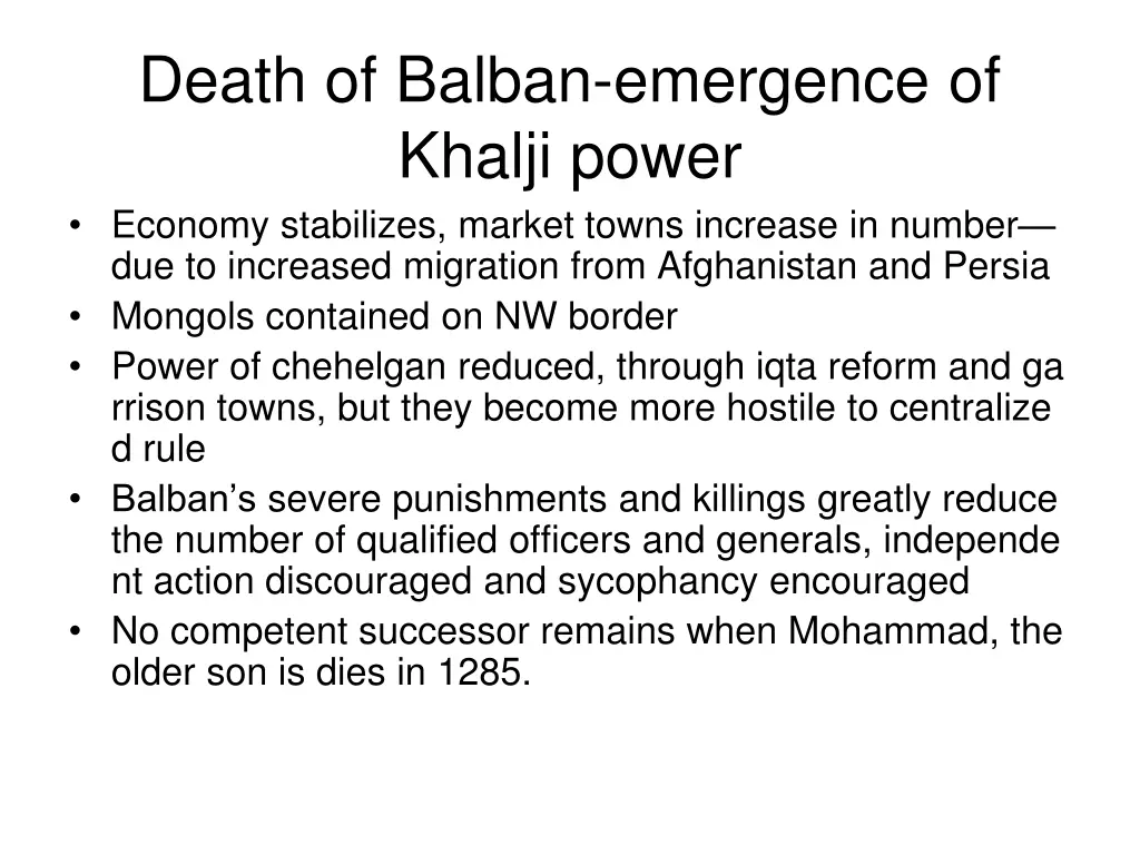 death of balban emergence of khalji power economy 1