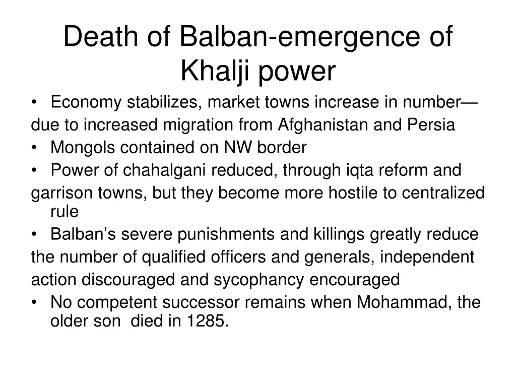 death of balban emergence of khalji power economy 3