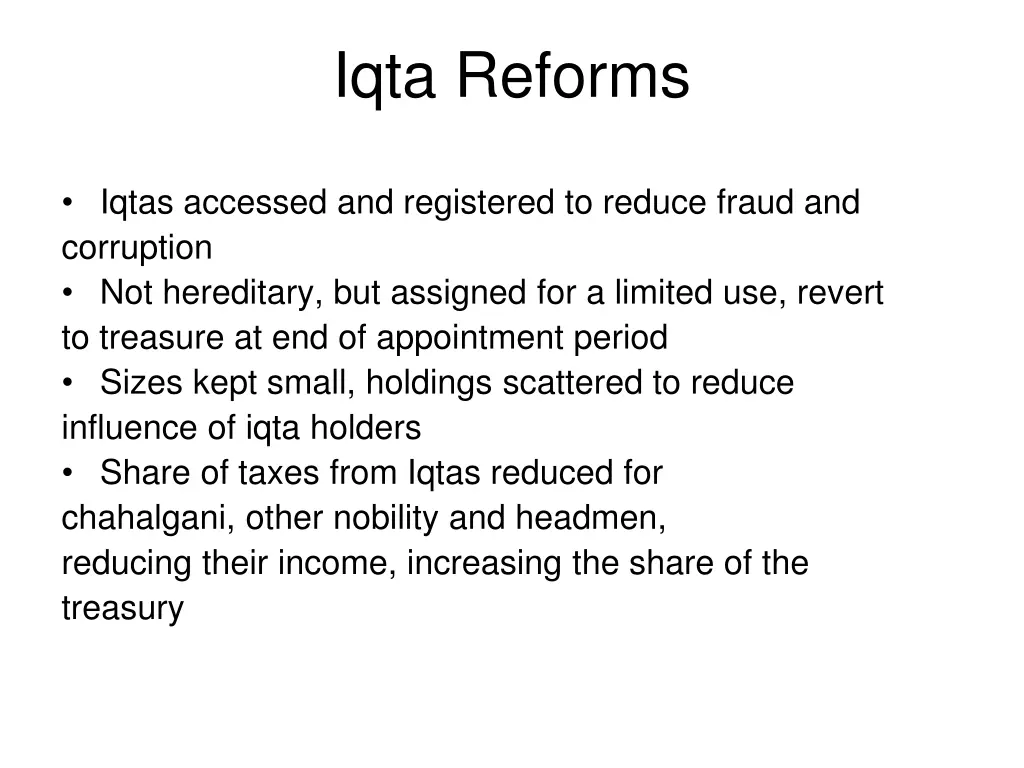 iqta reforms