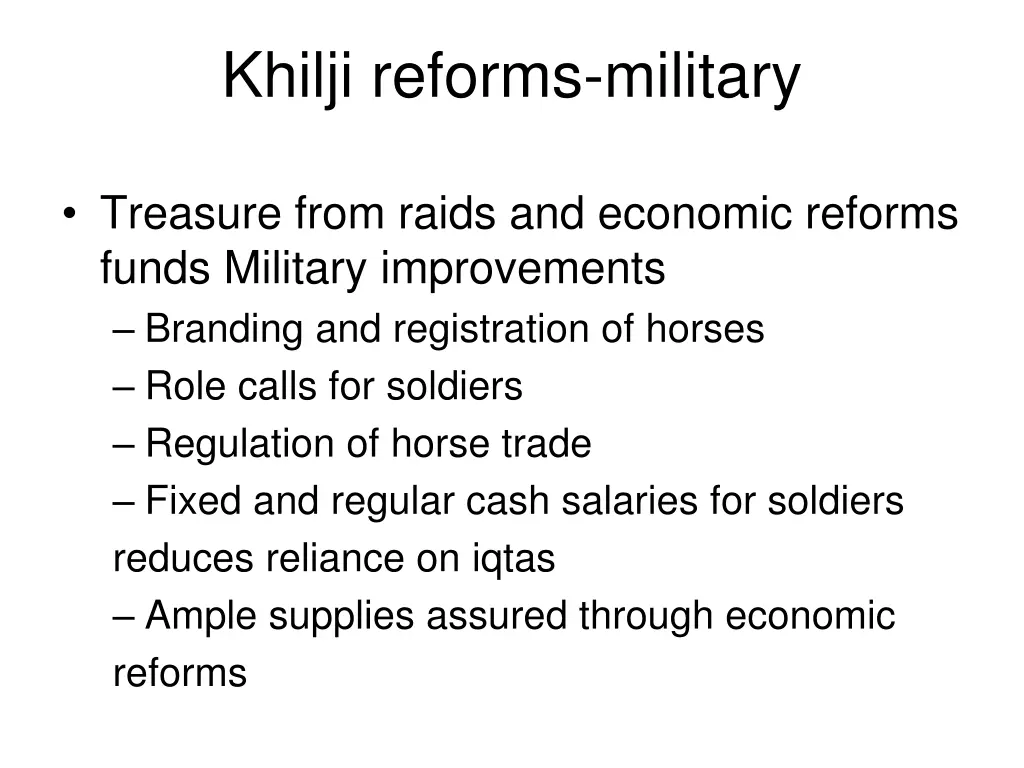 khilji reforms military