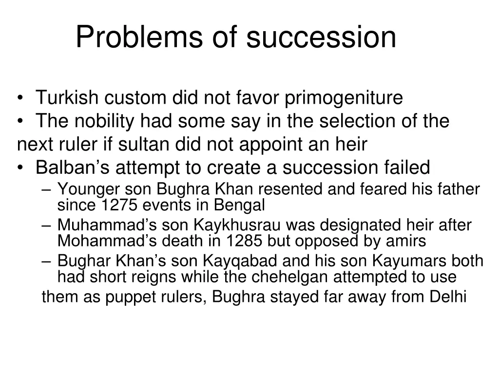 problems of succession