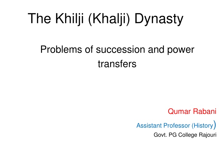 the khilji khalji dynasty