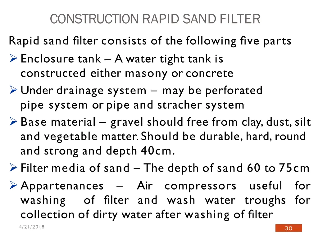 construction rapid sand filter