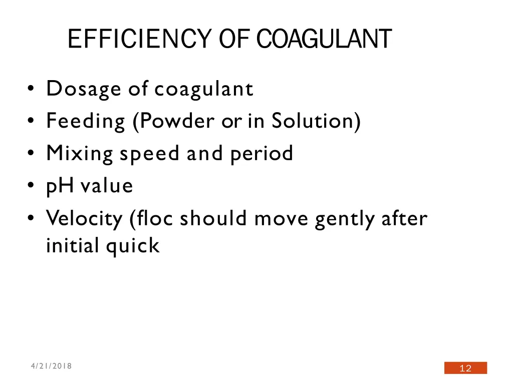 efficiency ofcoagulant