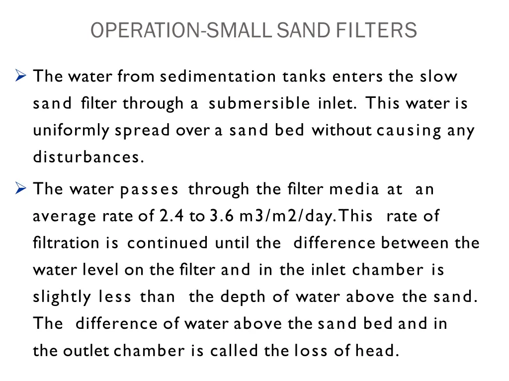 operation small sand filters