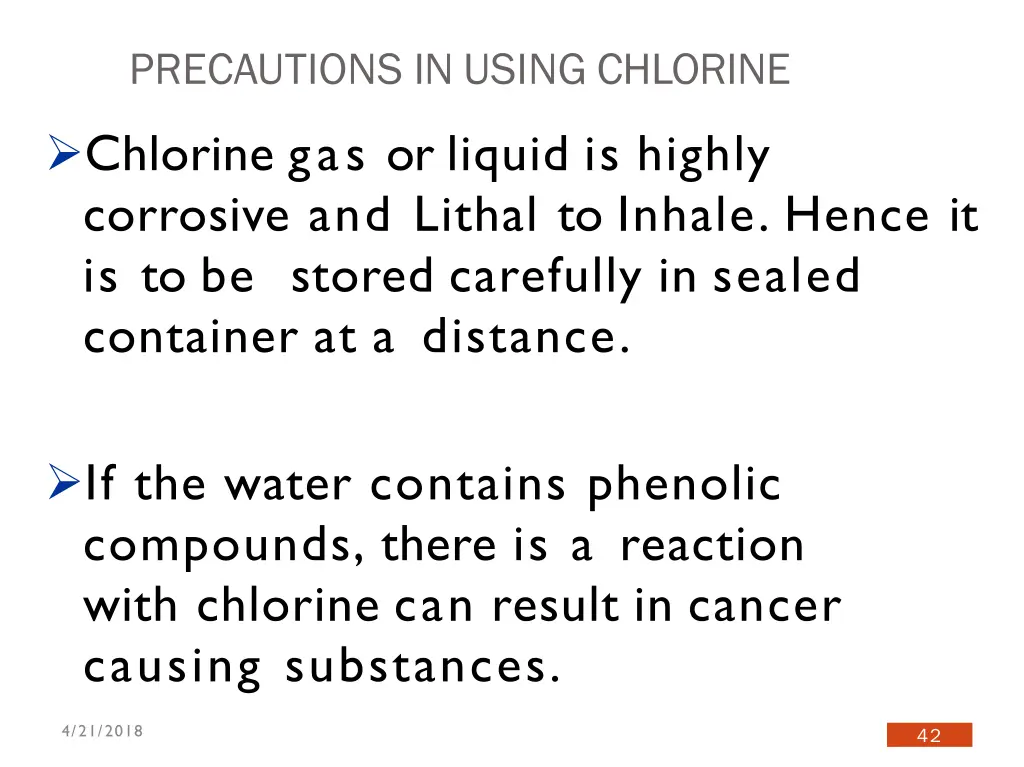 precautions in using chlorine