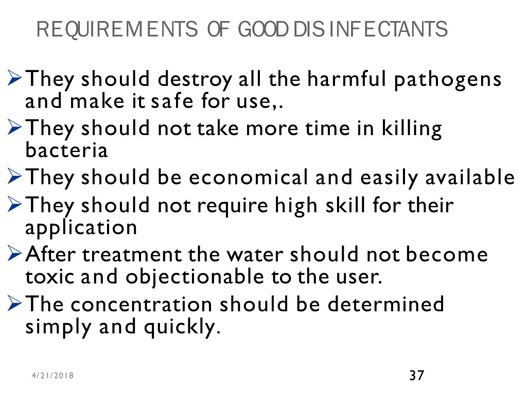 requirements of gooddisinfectants