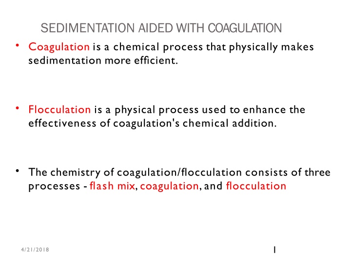 sedimentation aided with coagulation coagulation