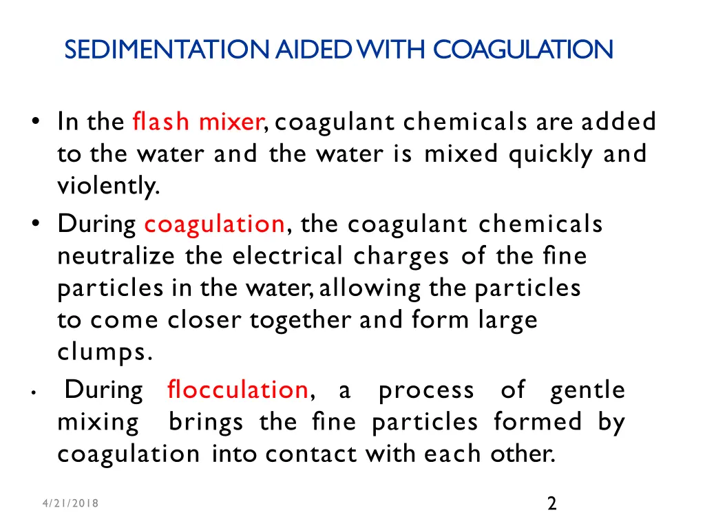 sedimentationaidedwith coagulation