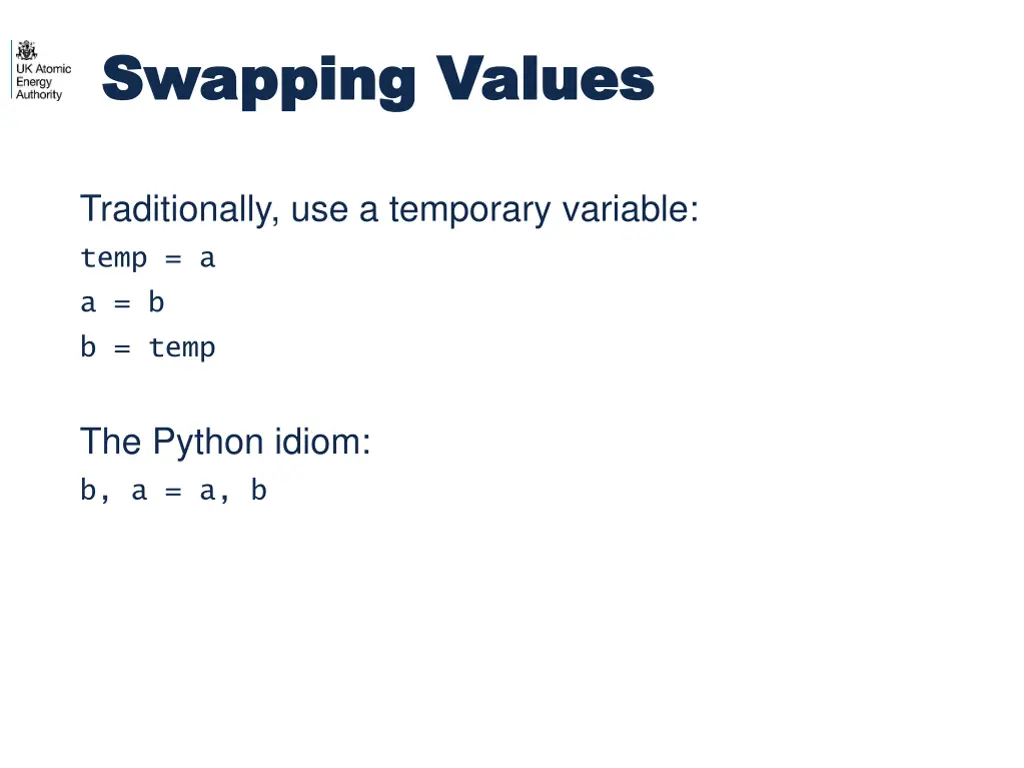 swapping values swapping values