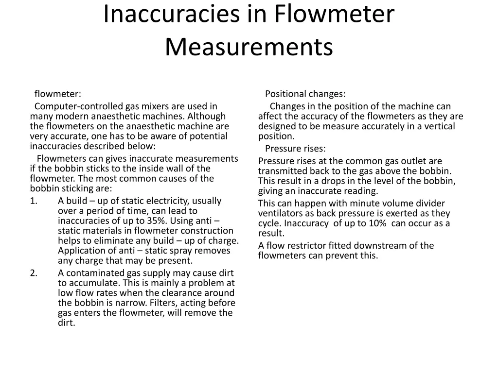 inaccuracies in flowmeter measurements