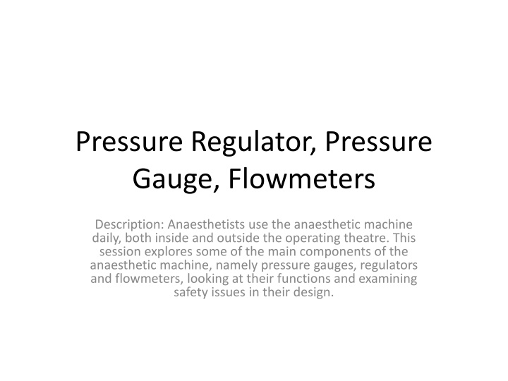 pressure regulator pressure gauge flowmeters