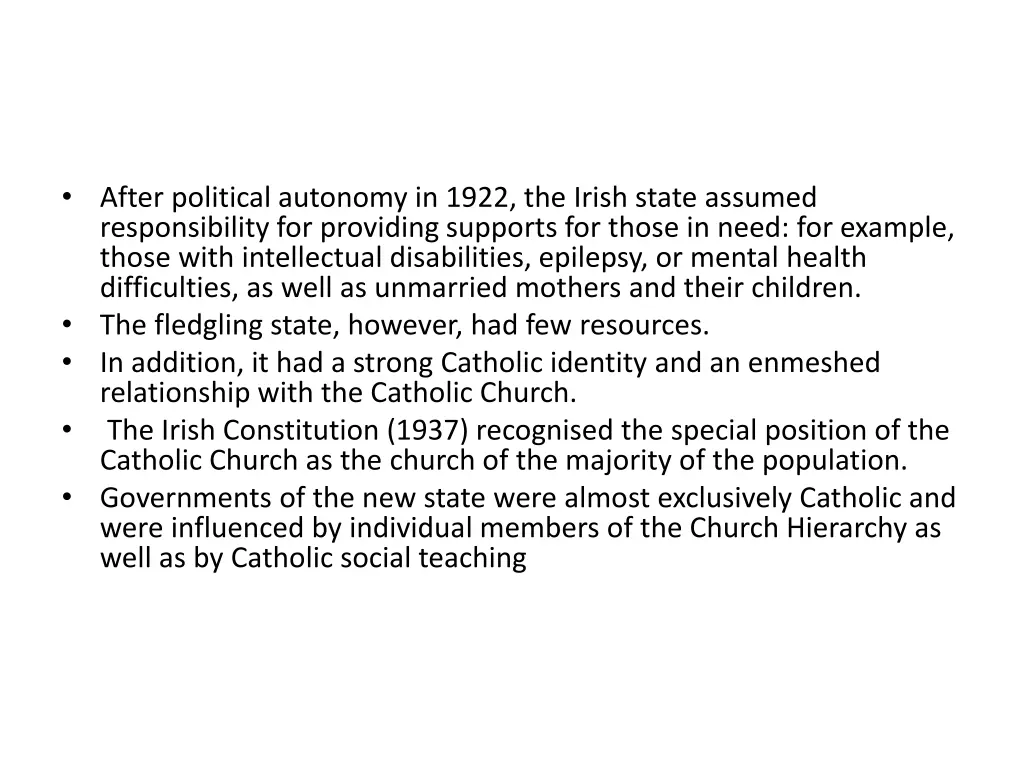 after political autonomy in 1922 the irish state