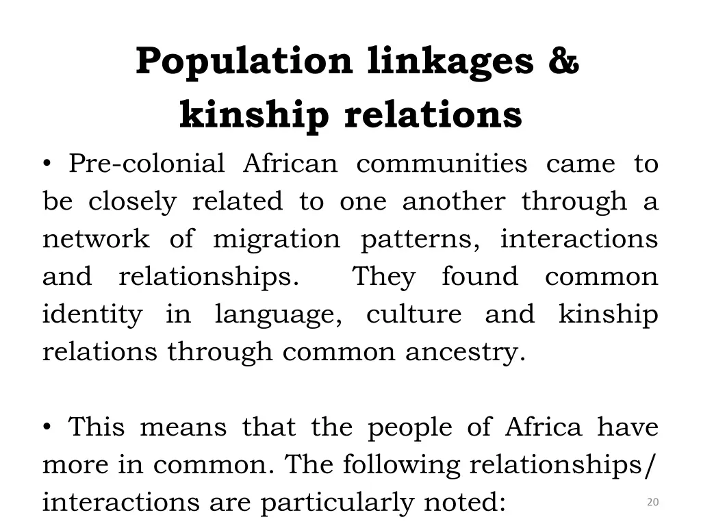 population linkages kinship relations