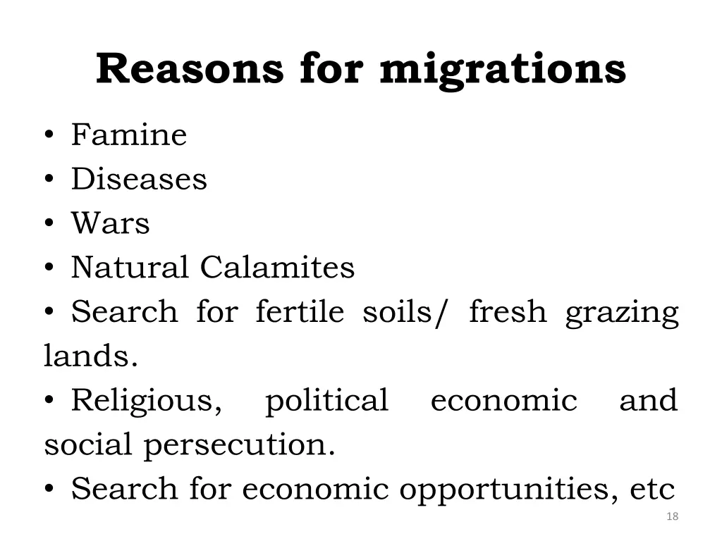 reasons for migrations