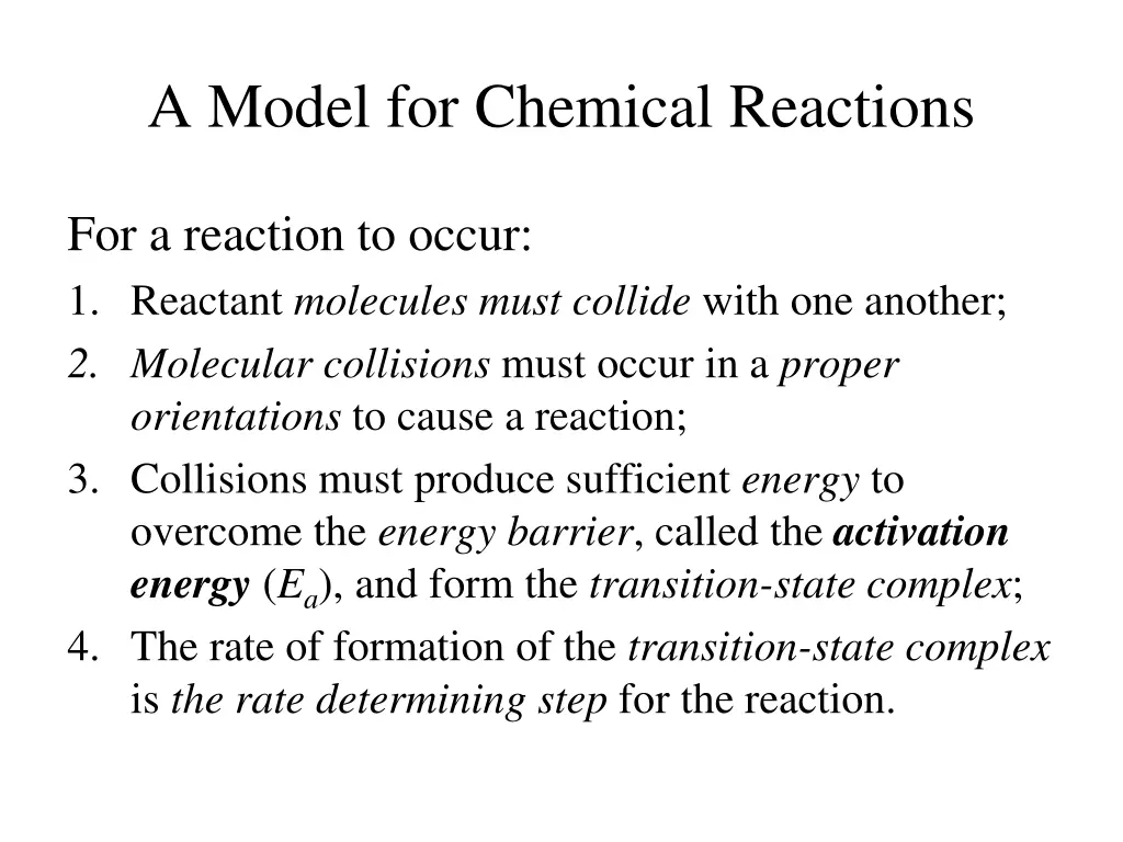 a model for chemical reactions