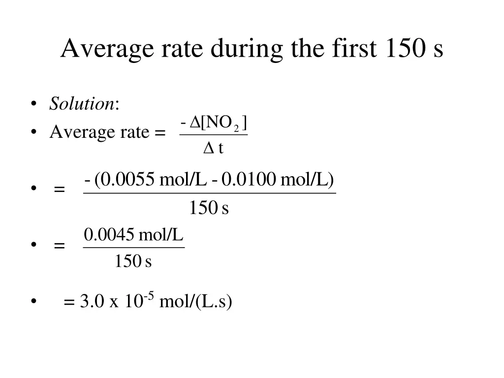 average rate during the first 150 s