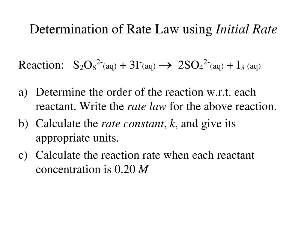 determination of rate law using initial rate 2