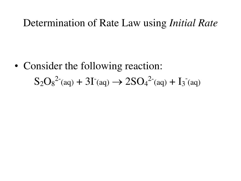 determination of rate law using initial rate