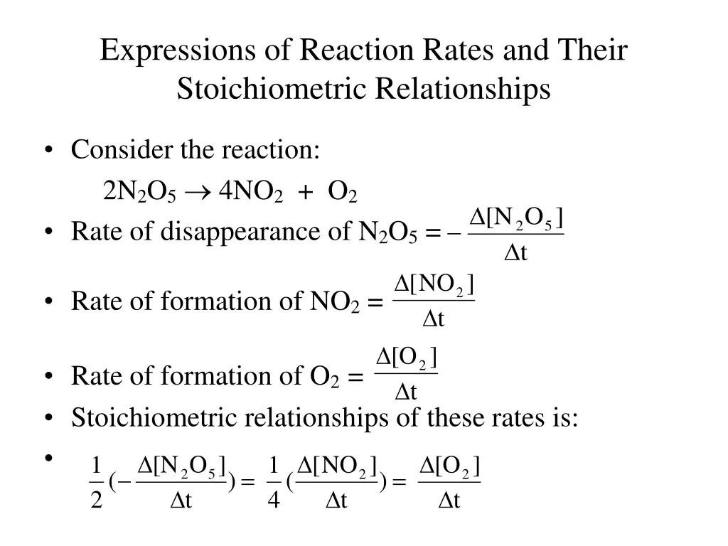 expressions of reaction rates and their