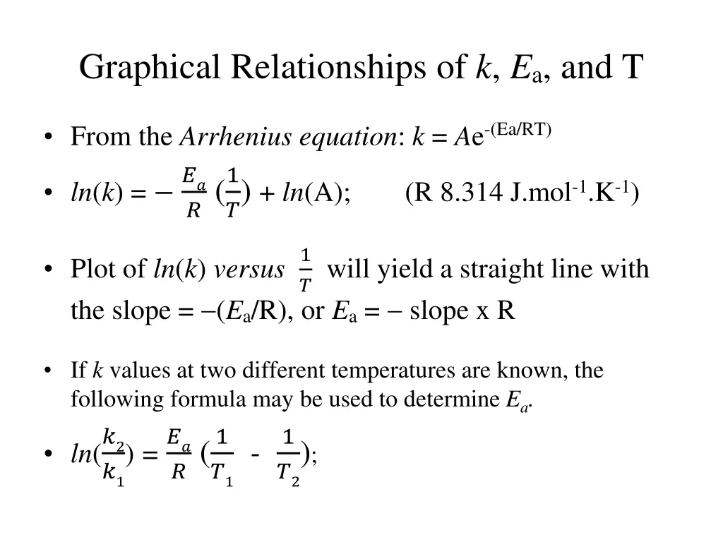 graphical relationships of k e a and t