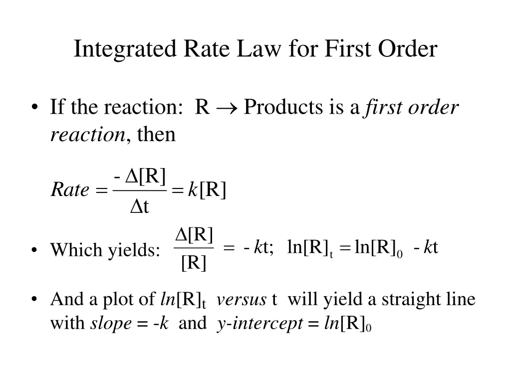 integrated rate law for first order