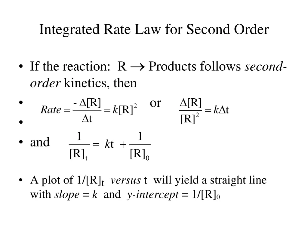 integrated rate law for second order