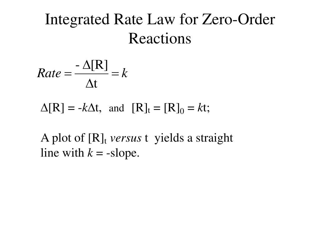 integrated rate law for zero order reactions