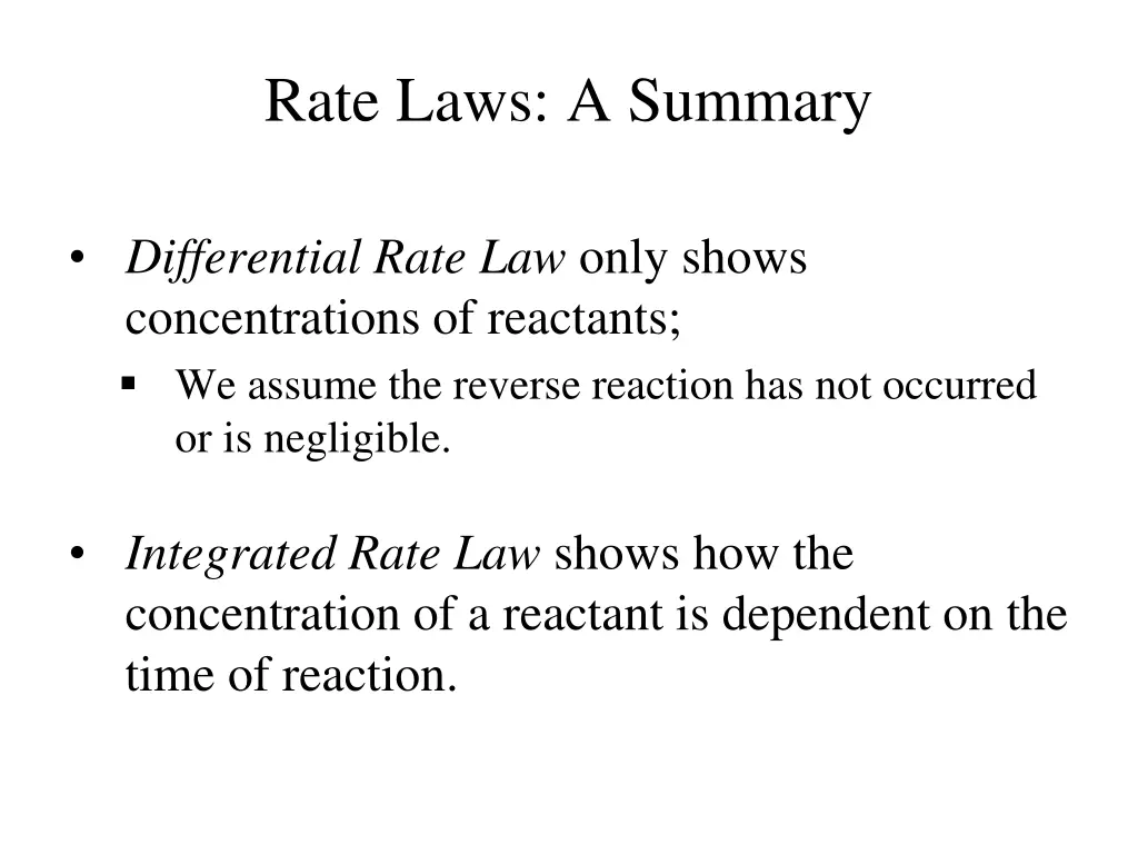 rate laws a summary