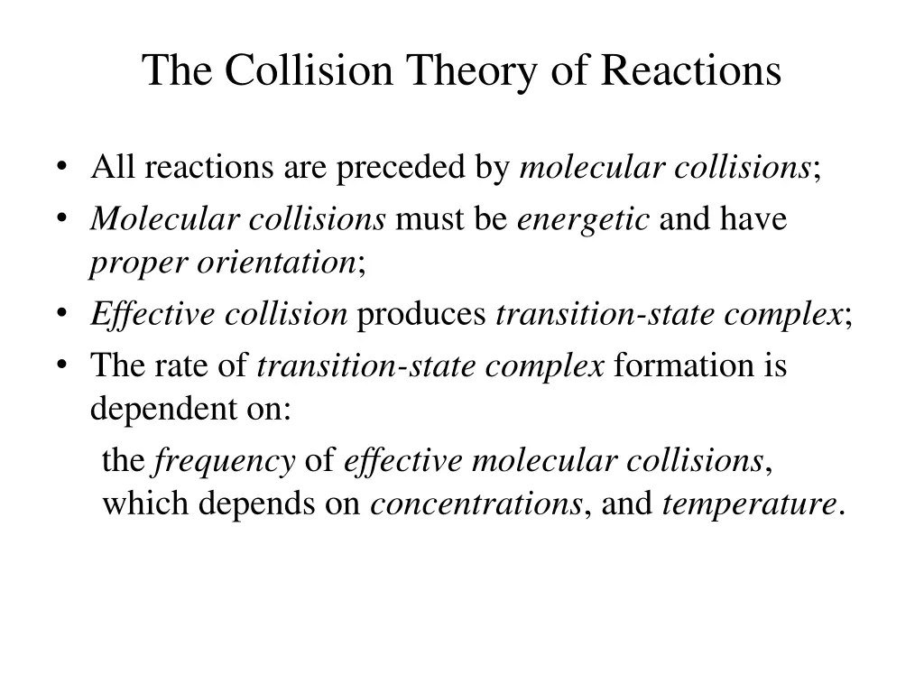 the collision theory of reactions