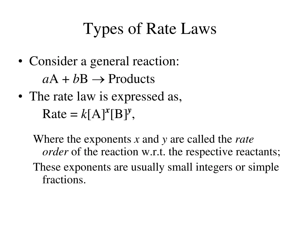 types of rate laws