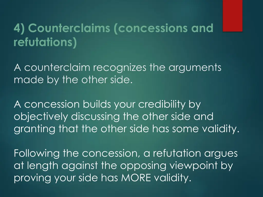 4 counterclaims concessions and refutations