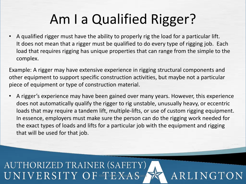 am i a qualified rigger 1