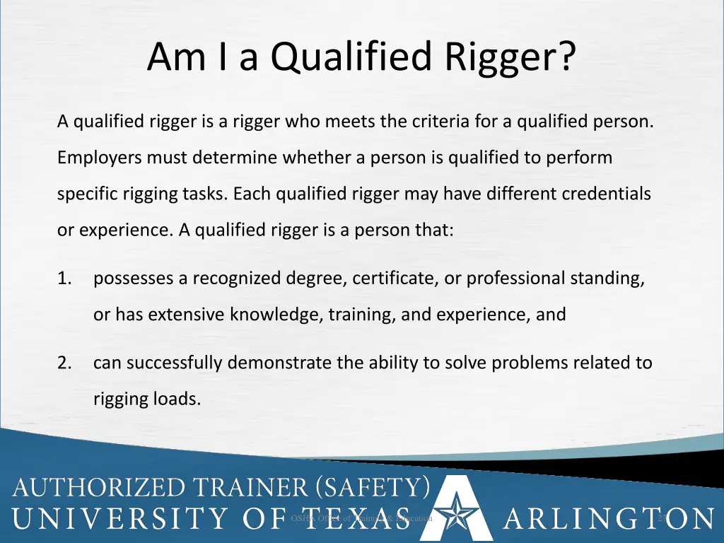 am i a qualified rigger