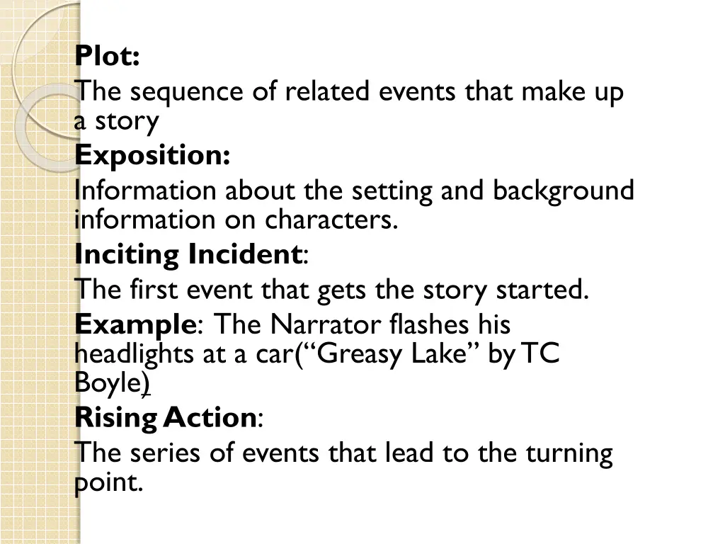 plot the sequence of related events that make