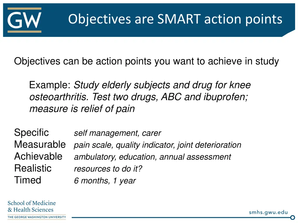 objectives are smart action points