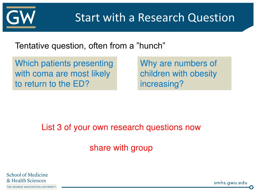 start with a research question