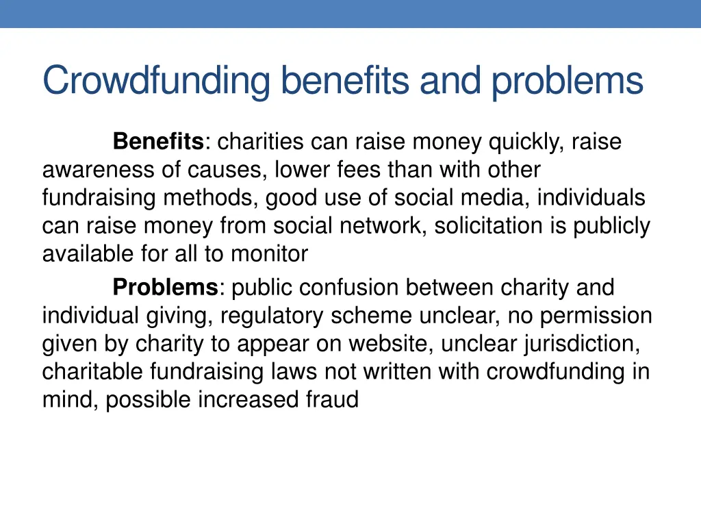 crowdfunding benefits and problems