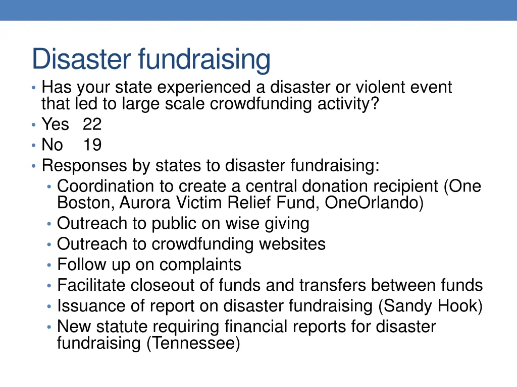 disaster fundraising has your state experienced