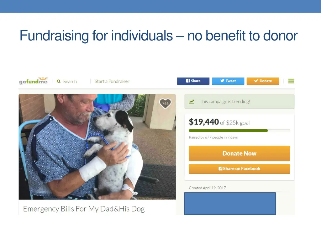 fundraising for individuals no benefit to donor