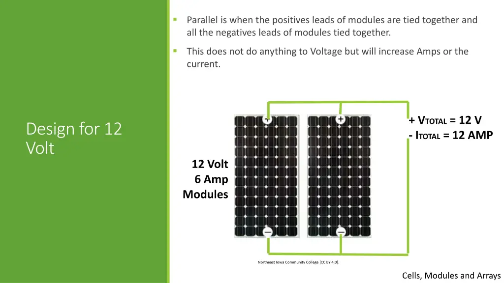 parallel is when the positives leads of modules