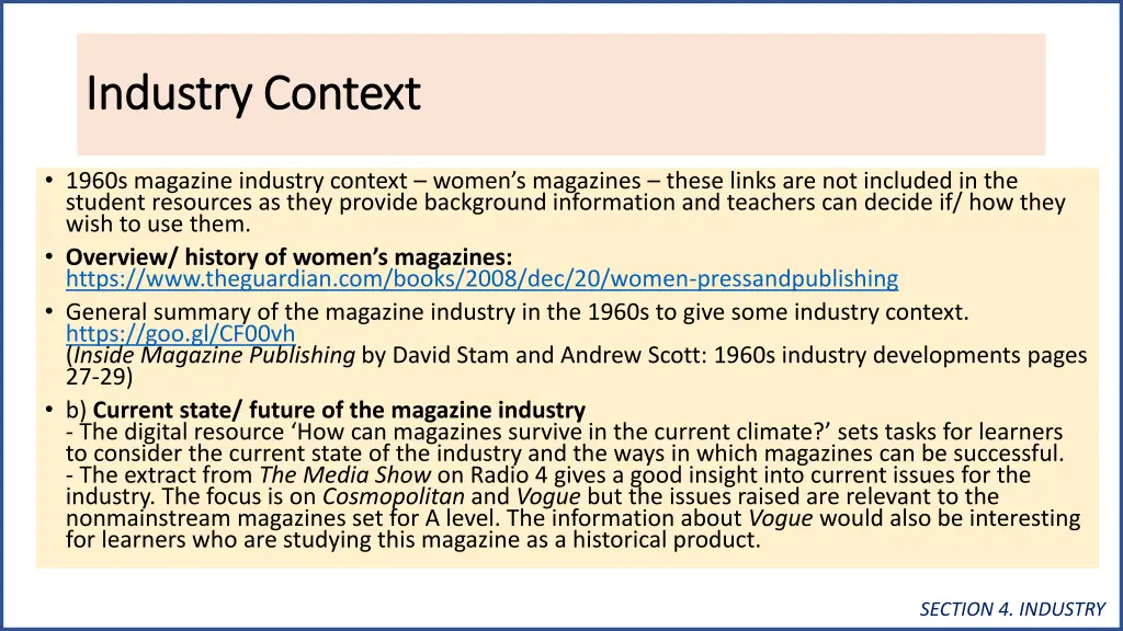 industry context industry context