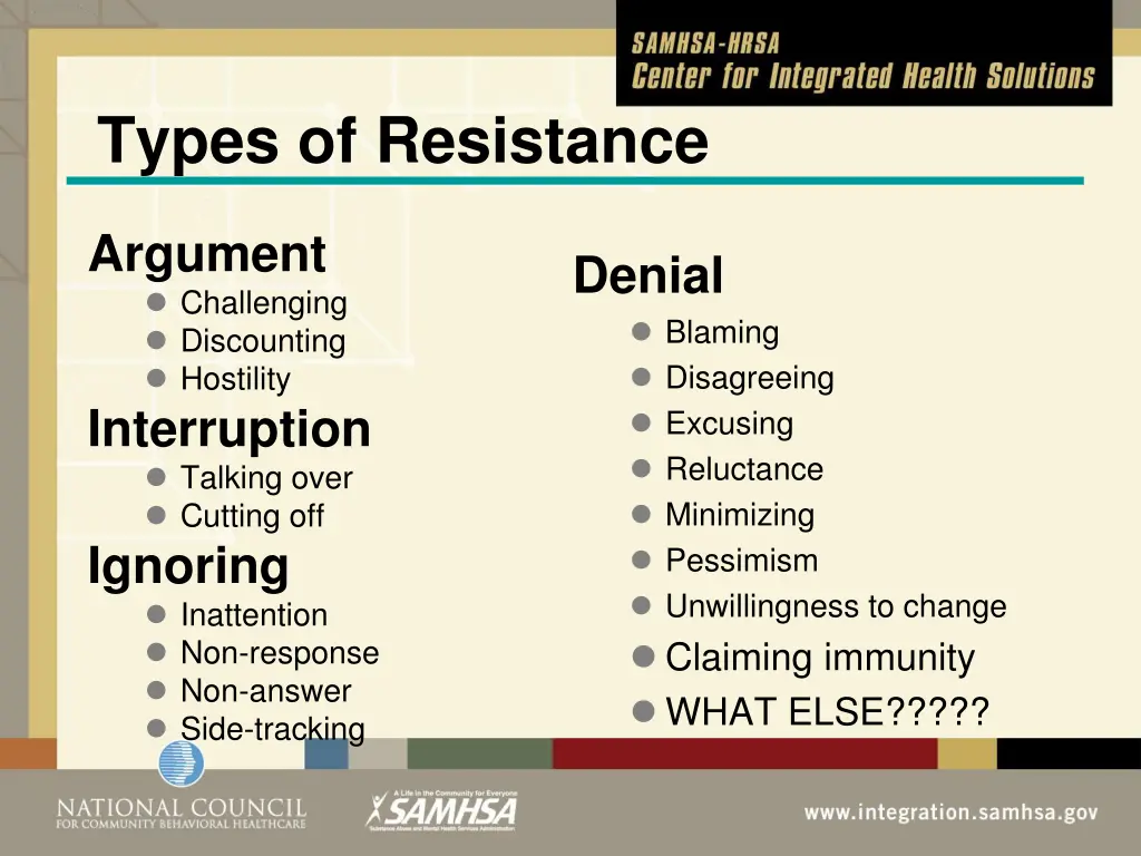 types of resistance