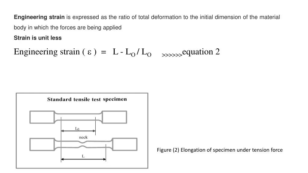 engineering strain is expressed as the ratio